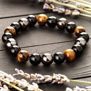 Tiger's Eye, Black Obsidian, and Hematite Adjustable Handmade Bracelet